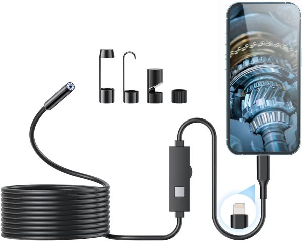 Endoscope Camera with Light, 1920P HD Borescope with 8 Adjustable LED