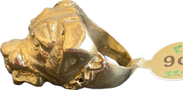 9ct 375 Gold Bulldog Bully Pitbull Ring size R