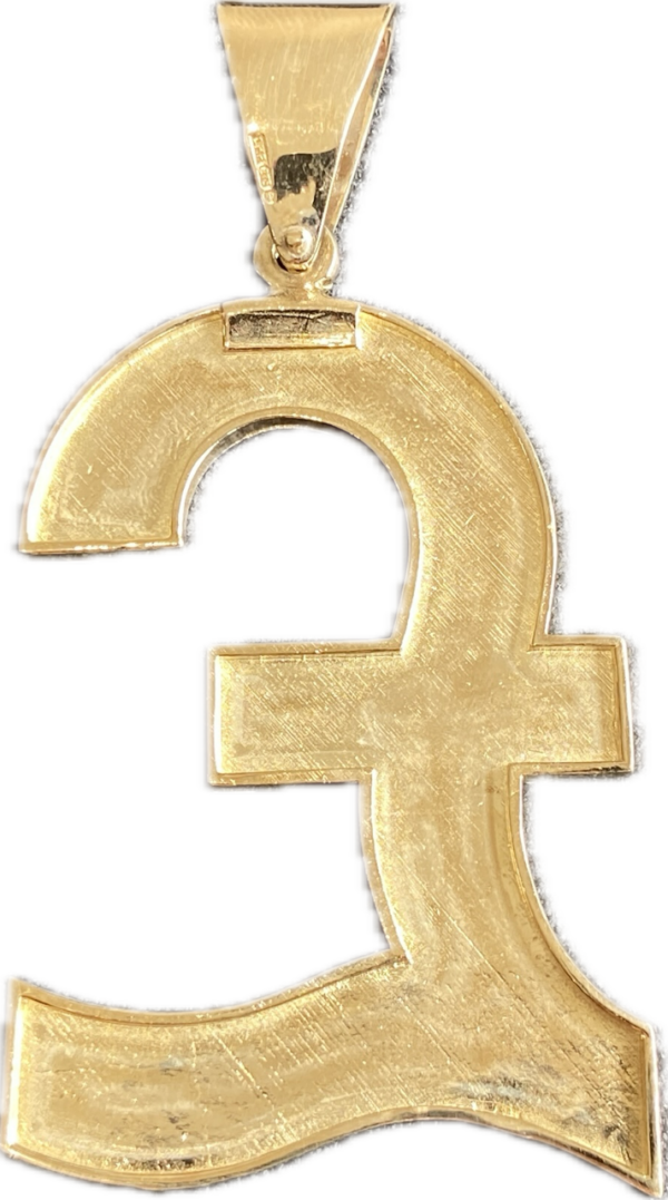 9ct 375 Gold Sterling Pound Sign £ Pendant