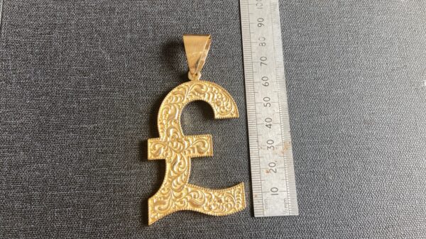 9ct 375 Gold Sterling Pound Sign £ Pendant