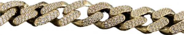 9ct Gold CZ Iced Cubin Link Bracelet 8"