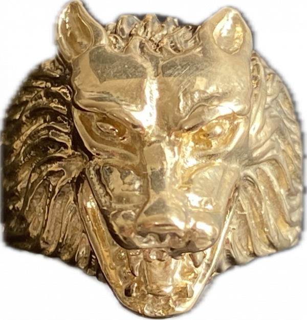 Growling Wolf Ring, 9ct Gold Gents