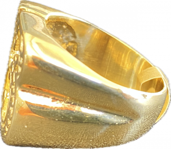 Solid 9ct Gold Gents Lucky 13 Scroll Patterned Ring