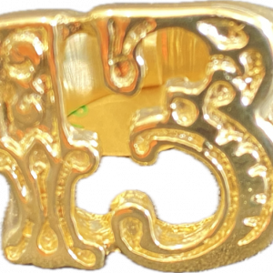 Solid 9ct Gold Gents Lucky 13 Scroll Patterned Ring