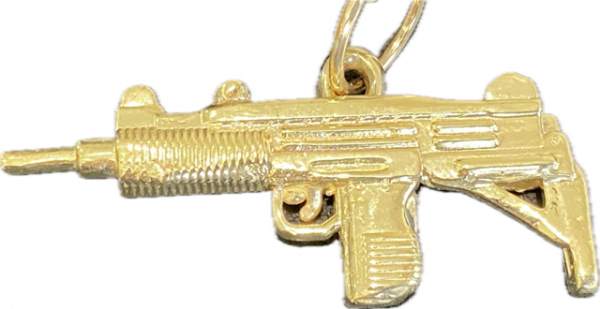 Uzi Machine gun Pendant Gold 9ct 375