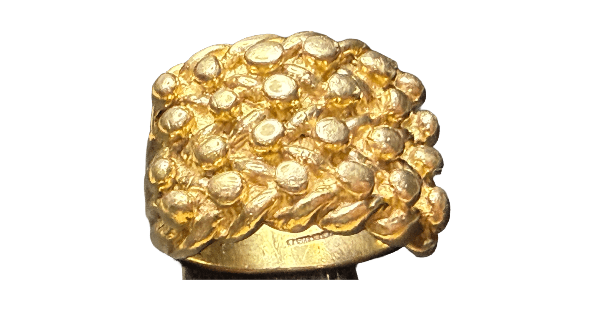 Solid 9ct Yellow Gold On Sterling Silver 4-Row Keeper Ring - Size O (UK)