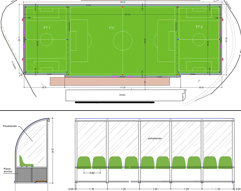 Plano del futuro nuevo Estadio Los Prados de Parla