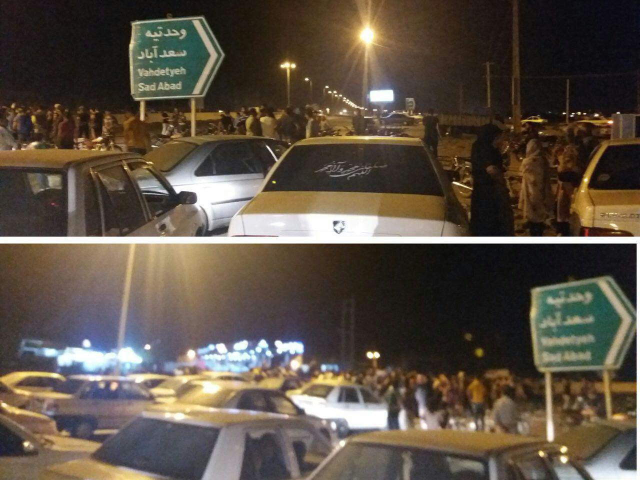 مسدود کردن سه راه وحدتیه توسط مردم شیراز در اعتراض به قطع مکرر آب و برق – ۲۹ تیر ۹۷
