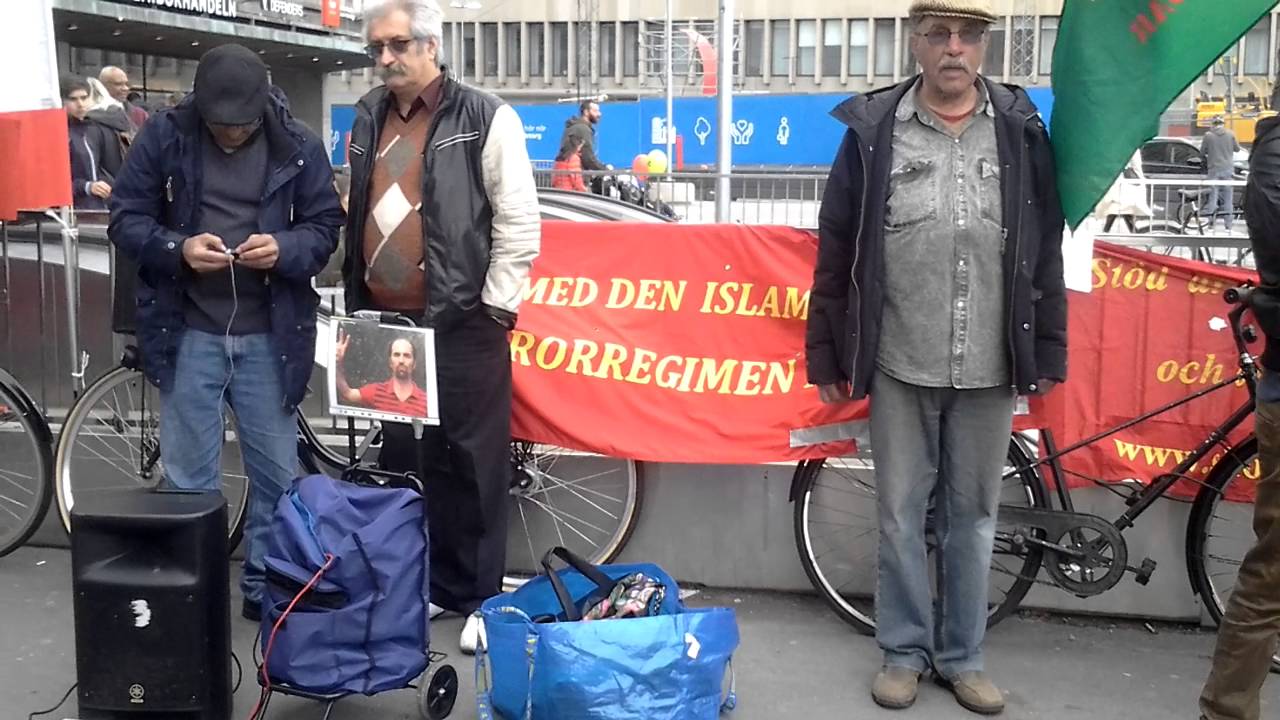 شرکت فعالان حزب ایران آباد در استکهلم در اکسیون اعتراضی به سفر محمد جواد ظریف به سوئد