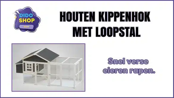 Houten kippenhok met loopstal.