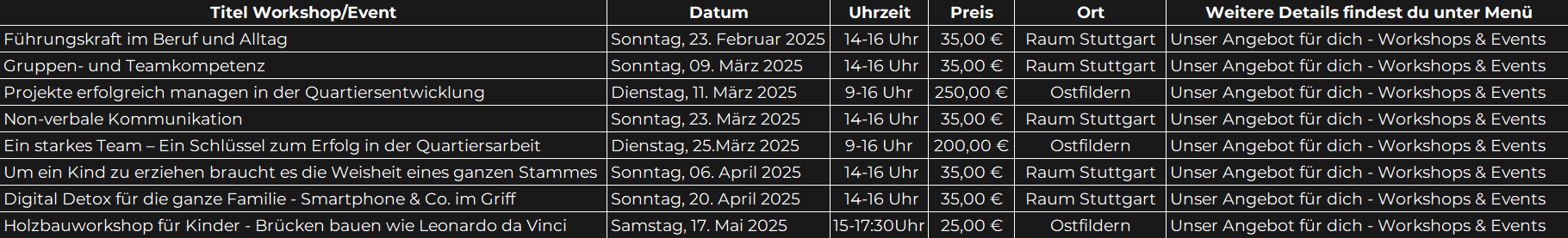 Veranstaltungen 26.02.25