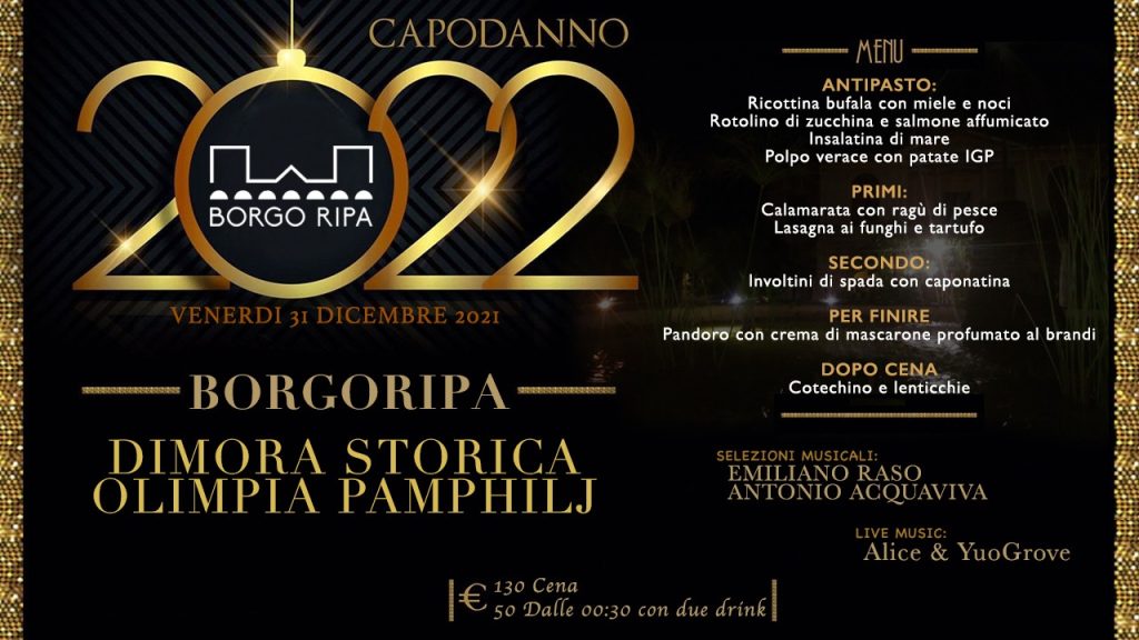 Borgo Ripa Capodanno 2021 Cena in villa del 1600 Djset