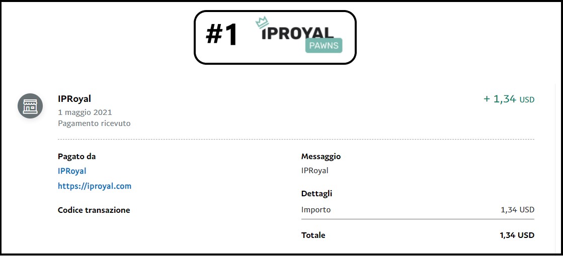 pagamento da IPRoyal