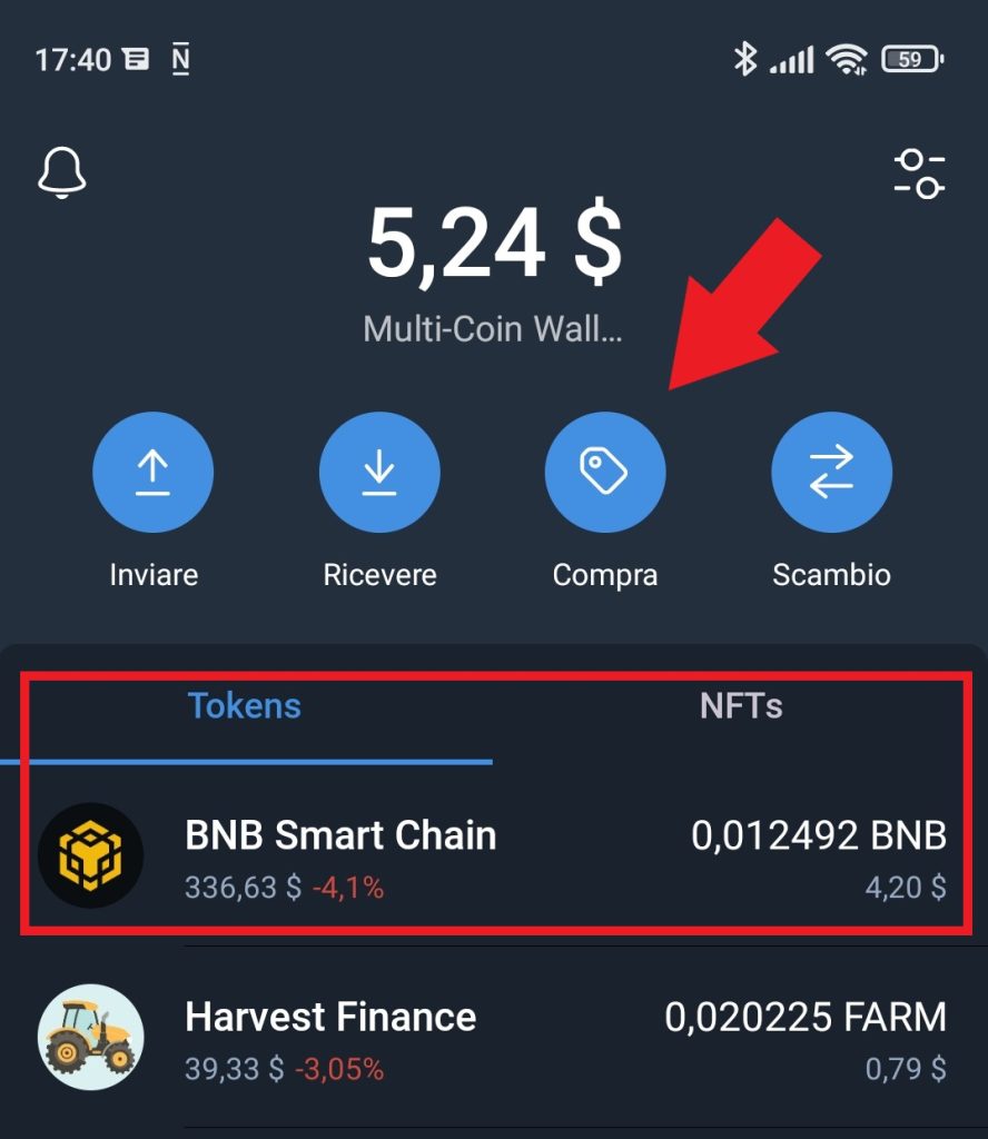 acquistare BNB Smart Chain su Trust Wallet