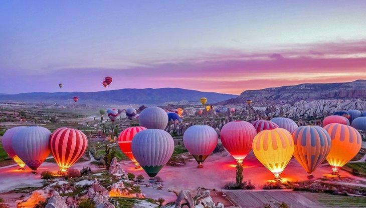 Explore the fairy chimneys and the magical landscape from the sky with hot air ballooning