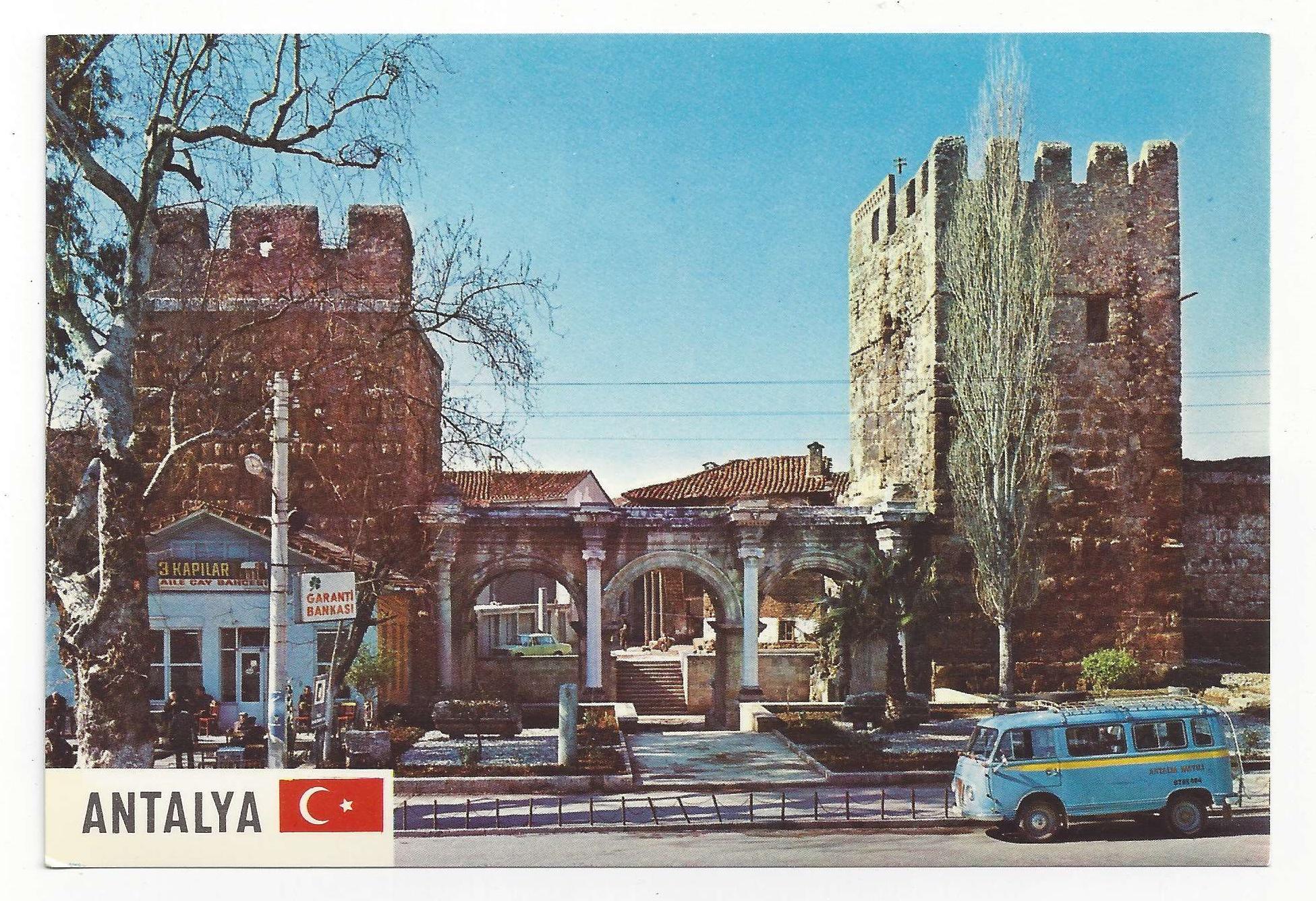 An old picture of Hadrians Gate the historical treasure Turkeys Antalya