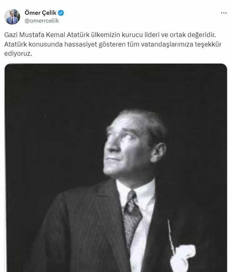 AK Parti'li Çelik: Atatürk konusunda hassasiyet gösteren tüm vatandaşlarımıza teşekkürler - Son Dakika Politika Haberleri