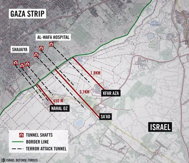 Operation Protective Edge: Map of Gaza Tunnels