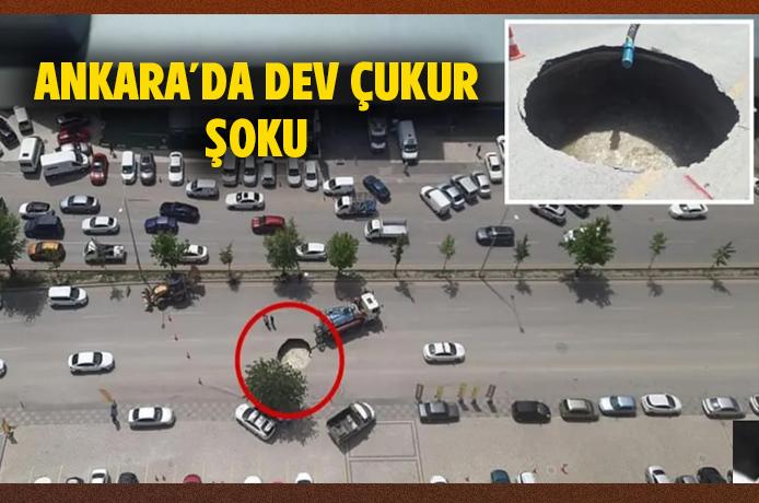 Ankara'da korkutan çökme! Dev çukur yolu yuttu