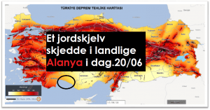 Et jordskjelv skjedde i landlige Alanya i dag.