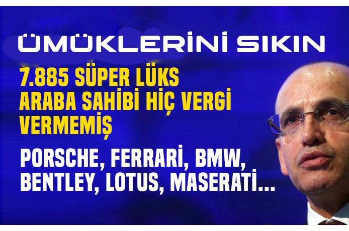 Mehmet Şimşek : 7 bin 885 Porsche, Bentley, Ferrari, Lotus ve Maserati otomobil sahibi hiç vergi vermemiş