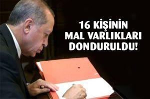 16 kişinin mal varlığının dondurulmasına dair karar Resmi Gazete'de