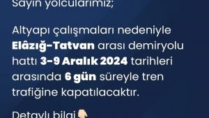 Tren Trafiğine 6 Gün Kapalı Olacak!