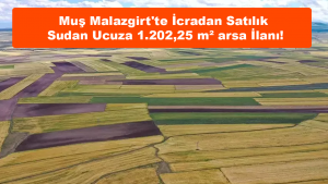 Muş Malazgirt'te İcradan Satılık Sudan Ucuza 1.202,25 m² arsa İlanı!