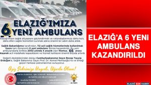 Elazığ’a 6 Yeni Ambulans Kazandırıldı