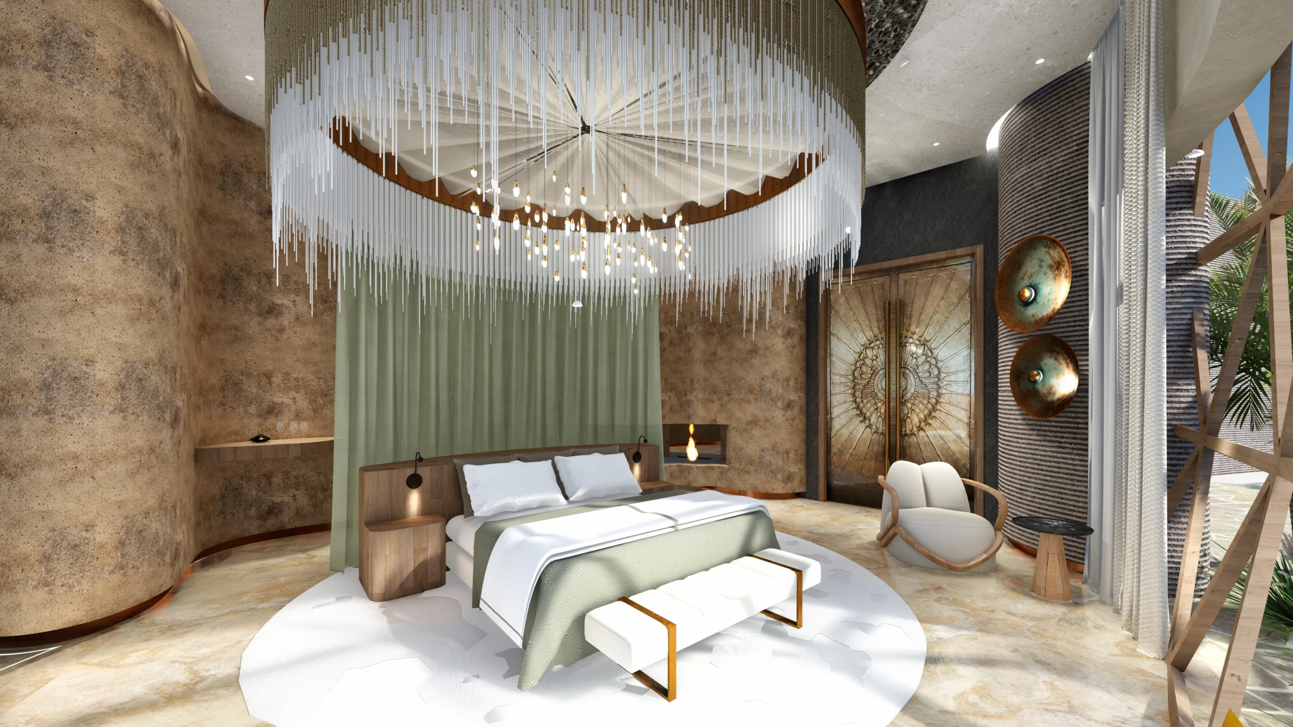 hospitality bedroom interior design render