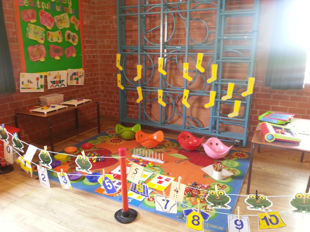 Inside the village hall all set up for pre-school