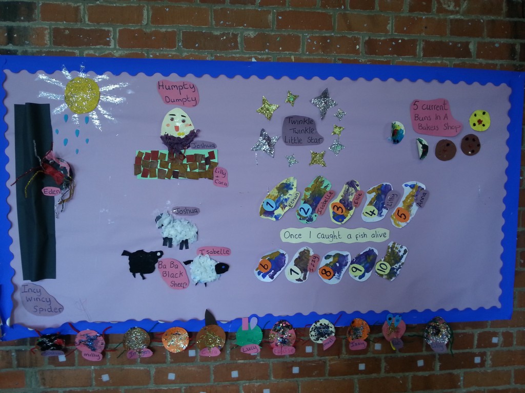 Some of the children's artwork on the walls