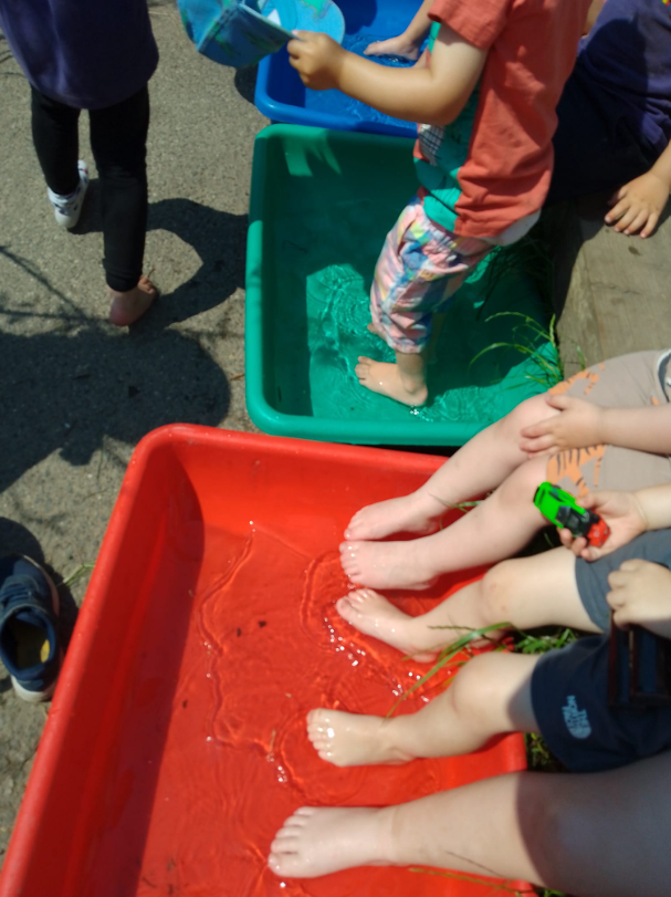 Children cooling off in water