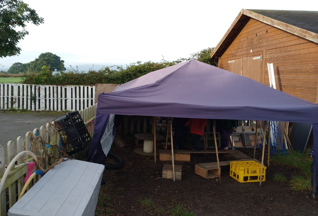 A gazebo to cover some of the toys outside
