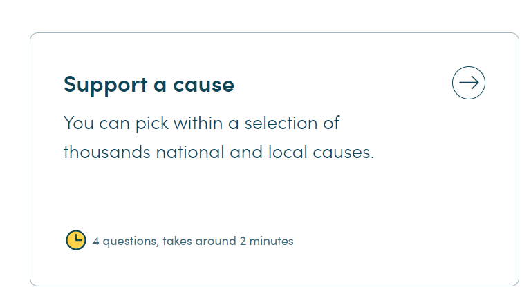 Support a cause screenshot