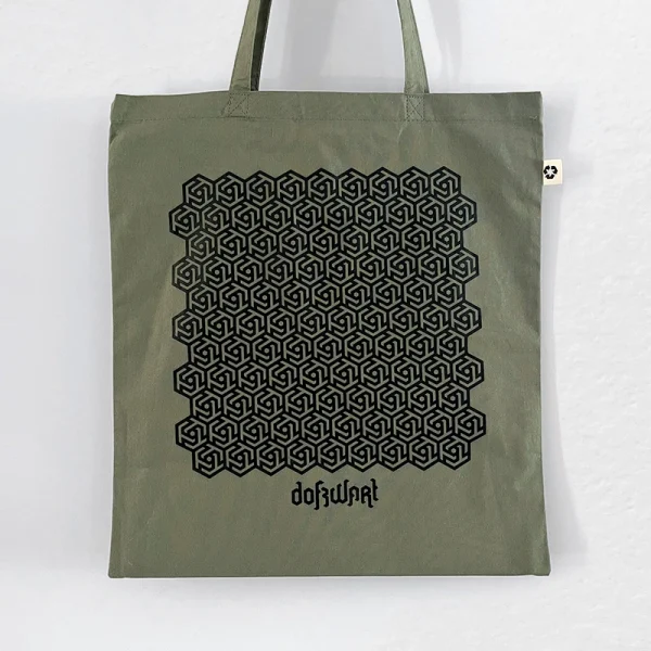 Grafisch ontwerp logo dofzwart groene tote bag