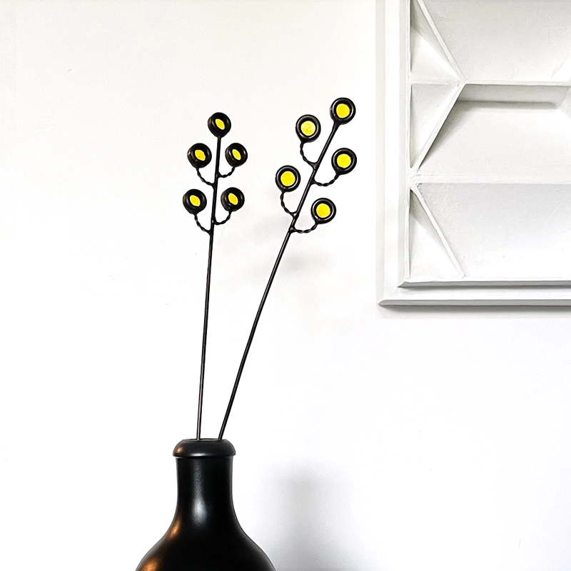 dofzwart_maatwerk_bloemen glas in lood retro bloemen in vaas