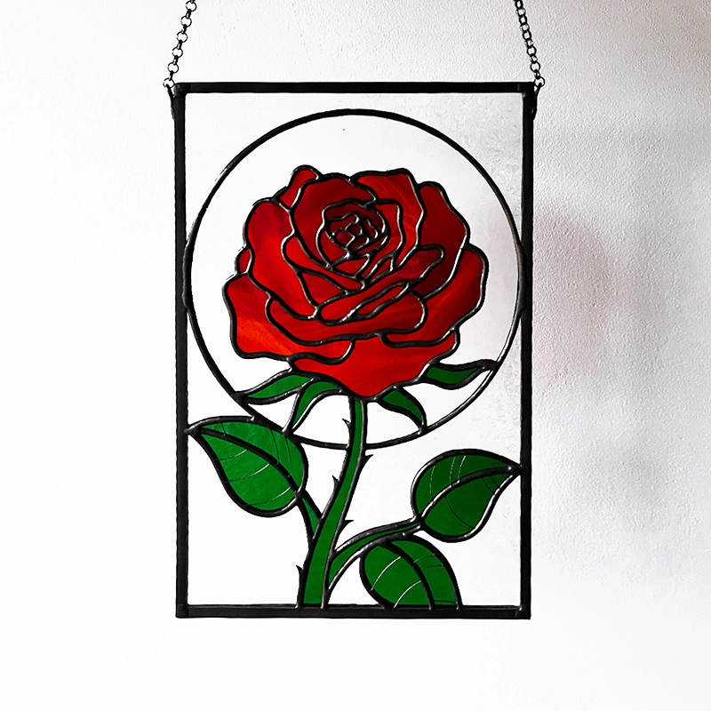 dofzwart_maatwerk_roos maatwerk roos glas in lood hanger