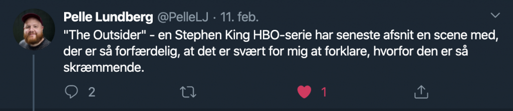 Pelle Lundberg Tweet - domesticmanager.dk - The Outsider - HBO Nordic