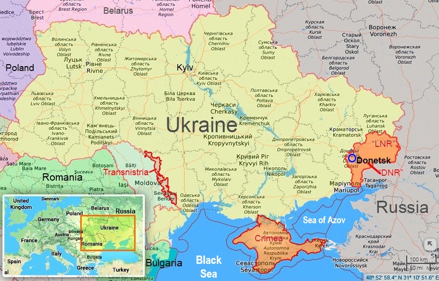 Kort over Ukraine - courtesy of euromaidanpress.com - domesticmanager.dk