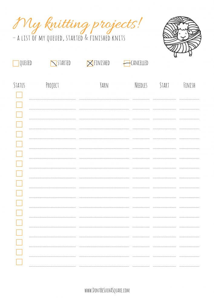 Knitting Project Planner ~ A Free Printable – Sowelu Studio