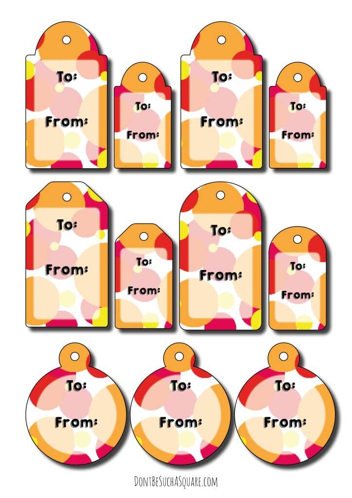 Don't Be Such a Square | Printable gift tags in orange, pink and yellow to brighten up your gift wrapping! #Giftwrapping #gifttags #tags