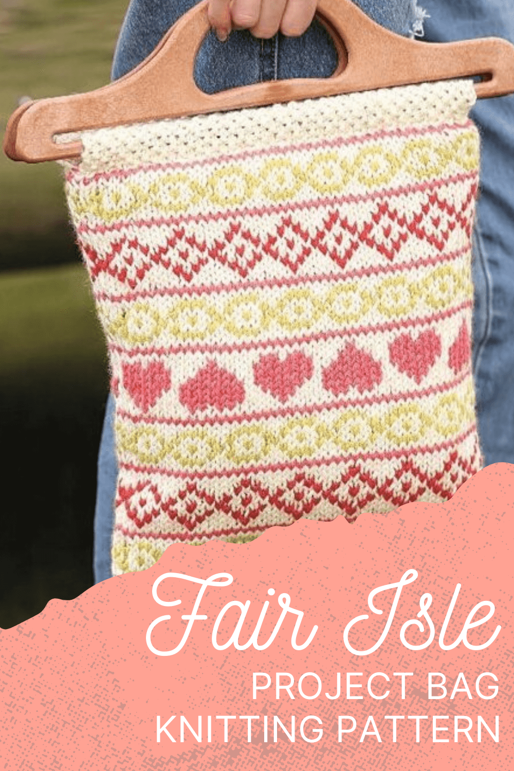 Knit your own knitting project bag with the Fair Isle bag knitting pattern designed by Sian Brown
