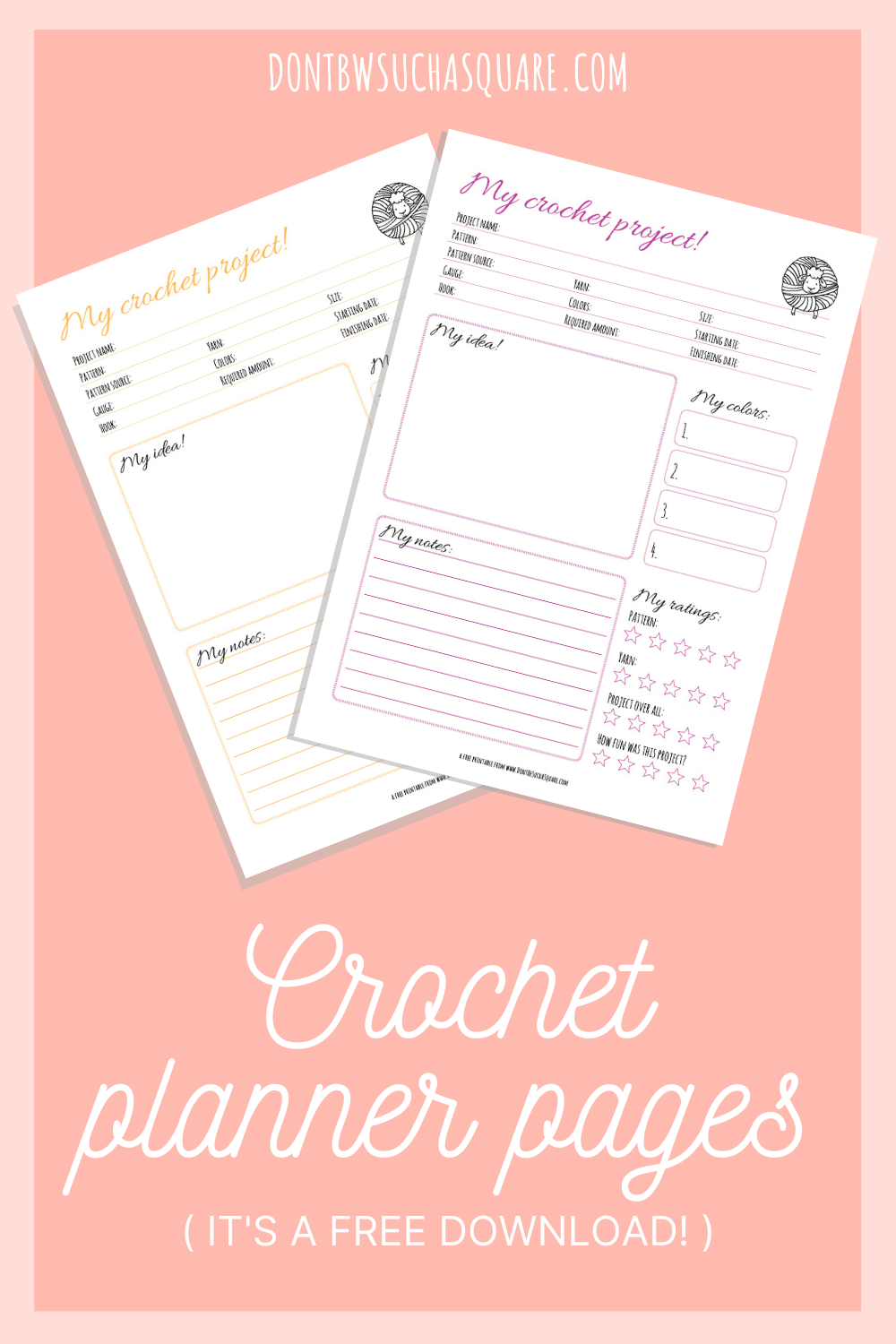 Free Printable Crochet Planner Pages Don't Be Such a Square