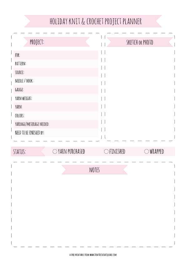 Free Printable Knitting Planner and Crochet Planner Pages - Little