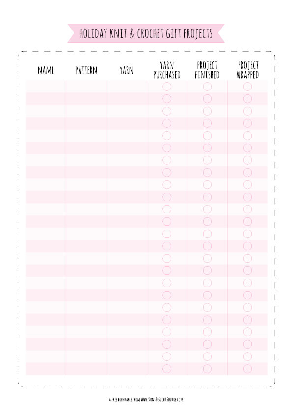 Free Printable Knitting Planner and Crochet Planner Pages - Little