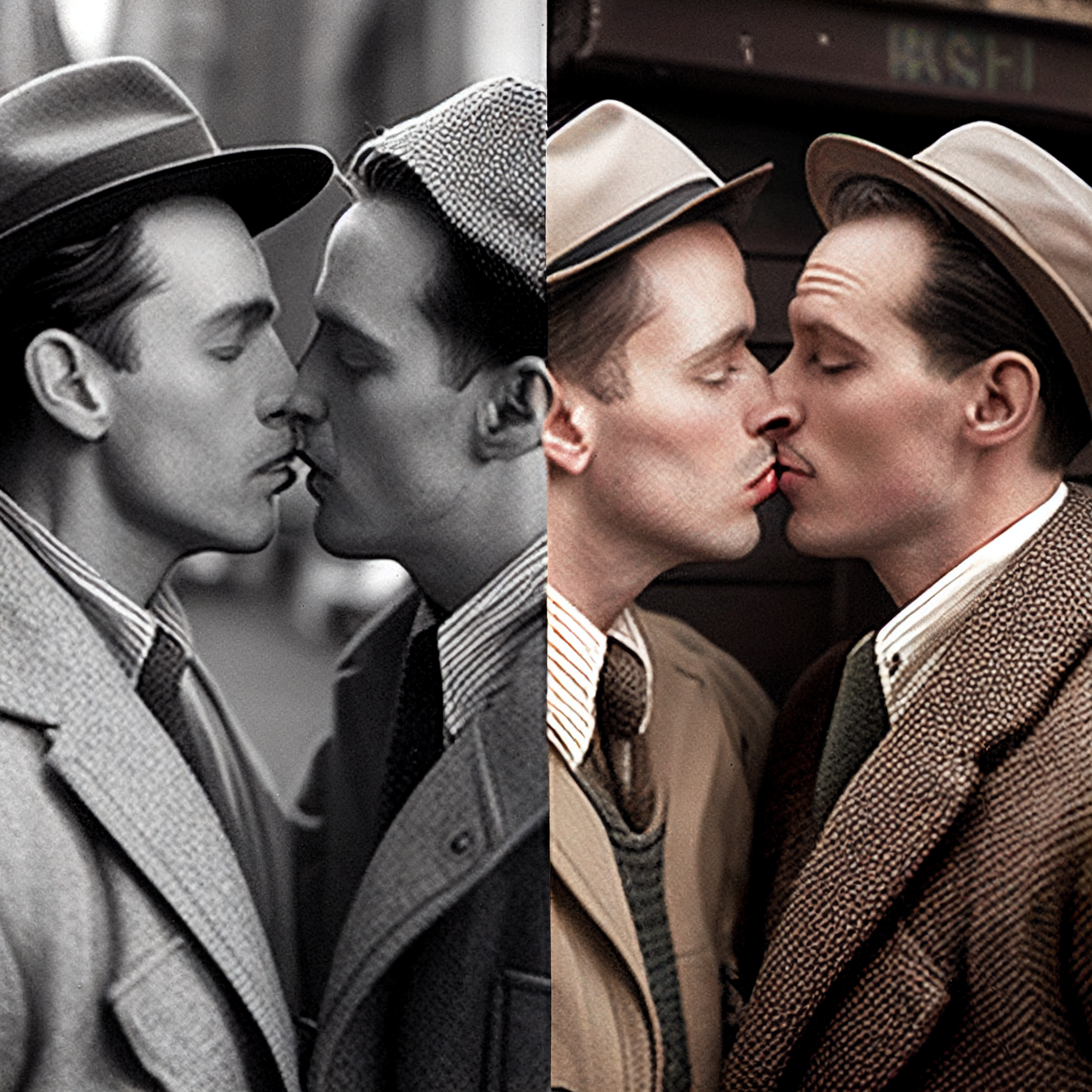 Dottemannen_two_men_from_america_in_1950_is_kissing_a619138e-3c3e-42a1-a38e-76fb578c299d