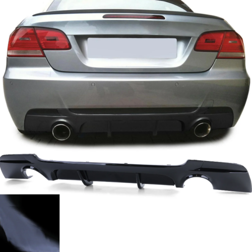 Rear bumper performance diffuser BMW 3 E92 E93 dual exhaust black gloss preLCI/LCI