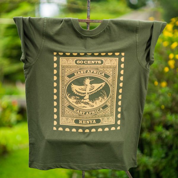 Hoopoe Sand print on Olive t-shirt