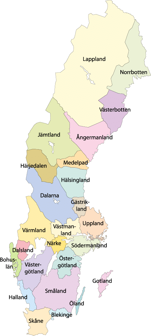 Karta över Sveriges landskap